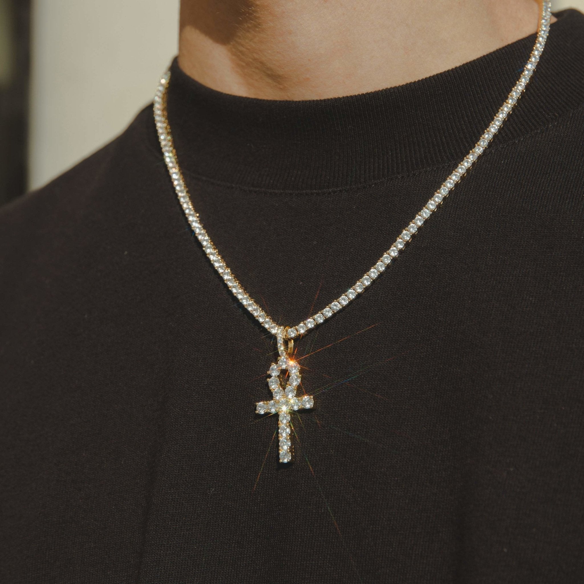 Iced Ankh Pendant - Gold - Cernucci